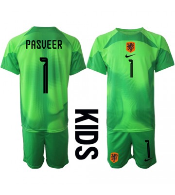 Nederland Remko Pasveer #1 Keeper Hjemmedraktsett Barn VM 2022 Kortermet (+ Korte bukser)